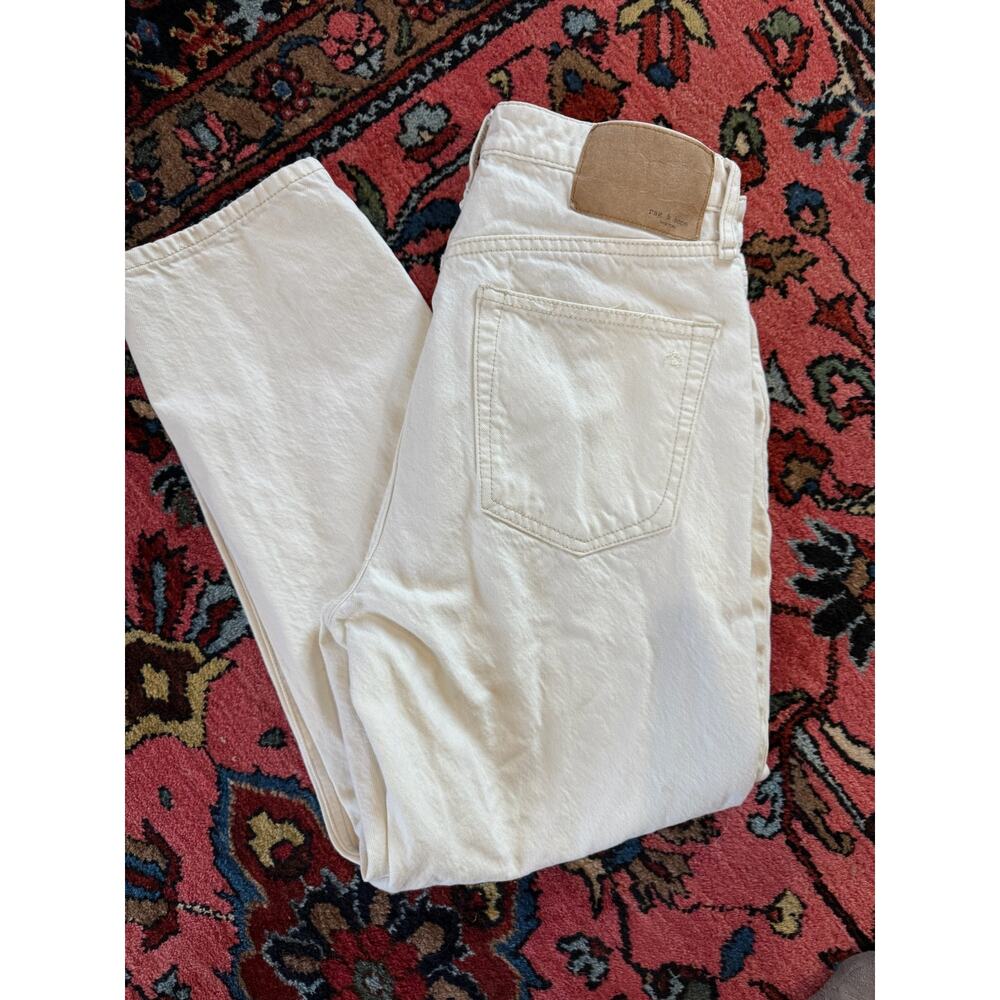 Rag Bone Alissa 28 Women Barrel Leg High Rise Button Fly Ecru Wide Cotton